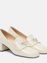 Prada Patent Leather Loafer Pumps In White