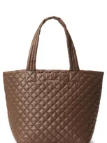 Mz Wallace Medium Metro Deluxe Tote In Walnut/gold