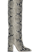 Paris Texas Women's Knee-high Python-embossed Leather Boots In Beige,black