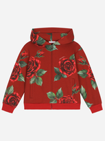 Dolce & Gabbana Jersey Hoodie With Rose Print