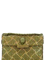 Kurt Geiger Mini Kensington Embellished Fabric Convertible Crossbody Bag In Gold/ Green