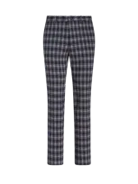 Etro Checked Stretch-cotton Straight-leg Trousers In Black