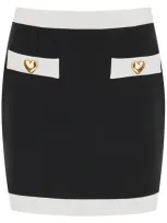 Moschino Heart Buttons Crepe Miniskirt In Black