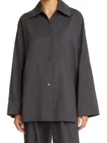 The Row Rigel Oversized Silk-cotton Shirt In Dark Grey