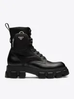 Prada Ankle Lace-up Boots With Pouch In Black