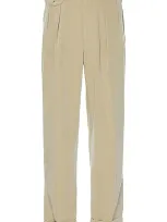 Beams Khaki Pleated Trousers In Sand