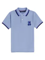 Psycho Bunny Kids' Apple Valley Tipped Piqué Polo In Purple Impression