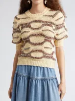 Ulla Johnson Alba Short-sleeve Multicolor Crochet Top In Sedona