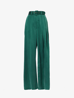 Zimmermann Womens Jade Buckle-embellished Wide-leg High-rise Silk Trousers In Green