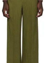 Issey Miyake Khaki Pleats Bottoms 2 Trousers In 66-moss Khaki