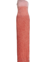 Pamella Roland Crystal-embellished Sequined-knit Strapless Gown In Pink