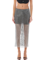 Philosophy Di Lorenzo Serafini Mesh Skirt With Rhinestones In Silver