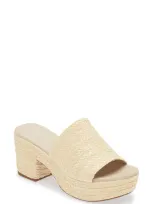 Chocolat Blu Raffia Platform Slide Sandal In Cream Raffia