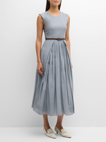 Emporio Armani Icon Pleated Midi Dress In Blue