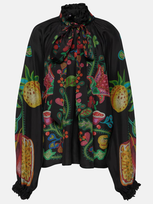 La Doublej Cerere Flower Placée-print Blouse In Grenadilla Placée Black