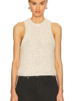 Grlfrnd Open Stitch Knit Tank In Ivory