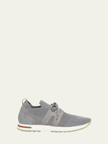 Loro Piana Knit Lace-up Runner Sneakers In M579 Flannel Grey