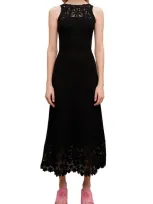 Maje Rebellina Crochet Midi Dress In Black