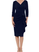 Xscape Ruffle Scuba Sheath Dress In Midnight