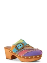 Kurt Geiger Mayfair Buckle-embellished Woven Heeled Clogs In Multi