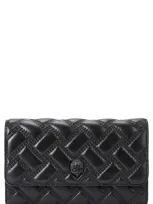 Kurt Geiger Kensington Quilted Leather Wallet On A Chain In Black