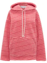 Jw Anderson Embroidered-logo Striped Hoodie In Pink