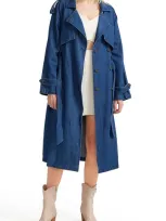 Belle & Bloom Wild Skies Denim Trench In Blue