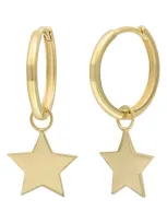 Bony Levy 14k Gold Star Drop Hoop Earrings In 14k Yellow Gold