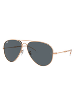 Ray Ban Old Aviator Sunglasses Rose Gold Frame Blue Lenses 62-14