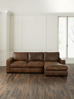 Bernhardt Dawkins Right Chaise Leather Sectional In Ryder Brown