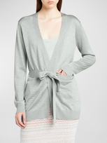 Missoni Metallic Wrap Cardigan In Silver