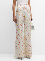 Hellessy Luc High-rise Butterfly-print Wide-leg Silk Palazzo Pants In Ecru Print