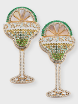 Baublebar On The Rocks Crystal & Shell Cocktail Glass Drop Earrings In Gold Tone In Green