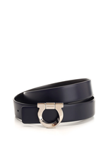 Ferragamo Gancini Reversible Belt In Black