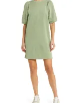 Treasure & Bond Pleat Elbow Sleeve Sweatshirt Dress In Olive Acorn