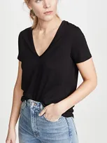 Veronica Beard Jean Cindy V Neck High Low Tee In Black