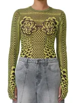 Afrm Kaylee Print Mesh Top In Citrus Petal