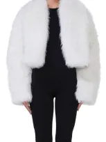 Afrm Stephanie Faux Fur Jacket In Off White Fur