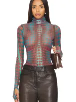 Afrm Zadie Top In Cyber Optic Dot