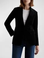 Ag Rue Pinstripe Velvet Blazer In Black