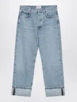 Agolde Light Blue Denim Jeans With Turn Ups