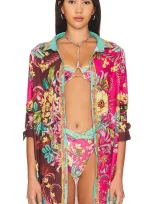 Agua Bendita X Revolve Crystal Shirt In Foulard Floral