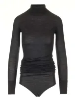 Alaïa Wool Draped Bodysuit In Black