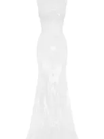 Alex Perry Mesh-paneled Sequined Gown In White