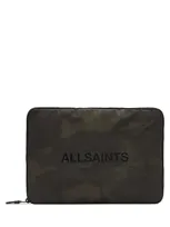 Allsaints Saff Laptop Case In Camo Green/light Gold