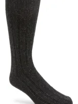 American Trench Ribbed Wool & Silk Blend Boot Socks In Charcoal