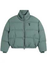 Ami Alexandre Mattiussi Ami De Coeur Down Puffer Jacket In Green