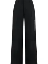 Ami Alexandre Mattiussi Viscose Crepe Trousers In Black