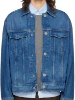 Ami Alexandre Mattiussi Blue Trucker Denim Jacket In Used Blue/480