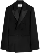 Ami Alexandre Mattiussi Double Breasted Smoking Jacket Black For Women In Schwarz